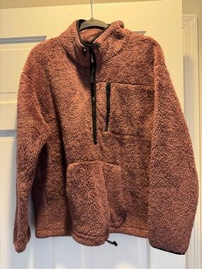 PINK Victoria's Secret women’s Sherpa Half-Zip in Dusty Rose